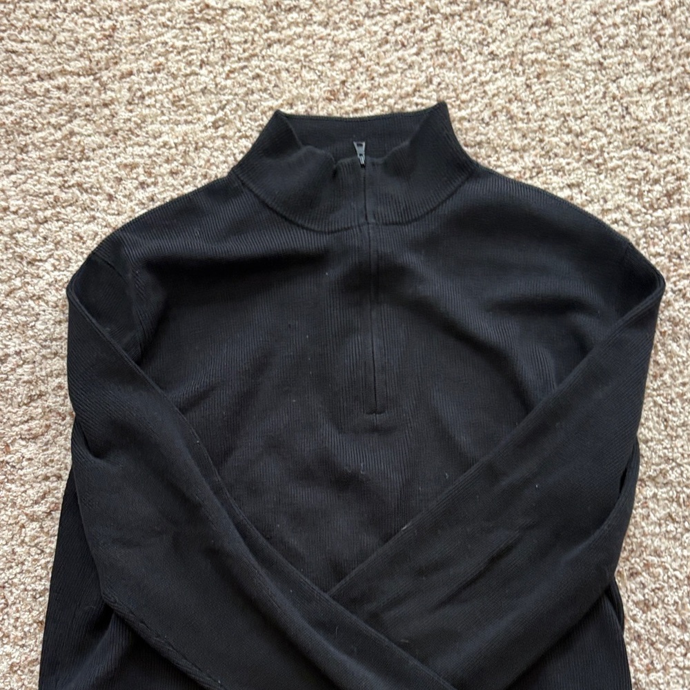 Banana Republic Black Quarter-Zip Pullover 100% Fine Merino Wool